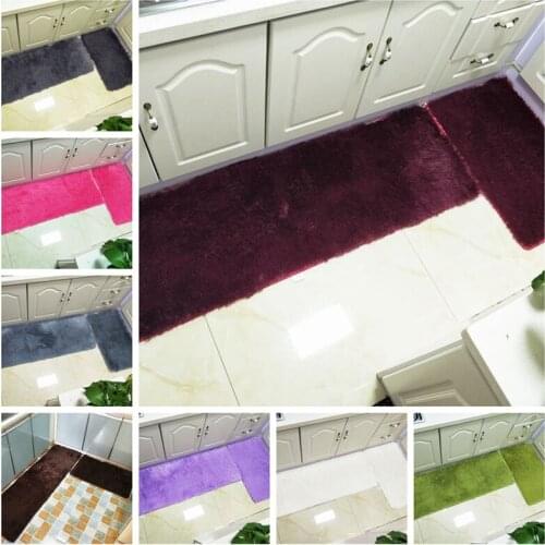 Long Fur Anti-Slip Kitchen Mat Solid Color Warm Soft Floor Mats Welcome Outdoor Shaggy Door Mat Living Room Bathroom Carpet Rugs