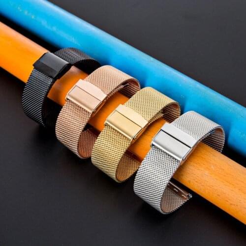 Double safe buckleMesh Watch Strap 16mm 18mmm 20mm 22mm Stainless Steel Replacement Watch Band Loop Meshed Strap Wristband with