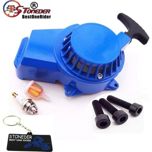 STONEDER Blue Recoil Pull Starter Spark Plug Fuel Filter For 2 Stroke 47cc 49cc Engine Parts Mini Moto Dirt Pocket Bike ATV Quad