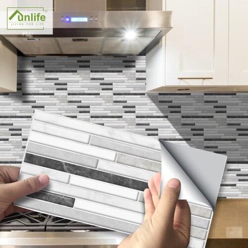 Funlife® 20X10cm Grey Mosaic Wall Sticker Peel & Stick Easy to Clean Self-Adhesive Tile Stickers for Floor Bathroom Kitchen Wall
