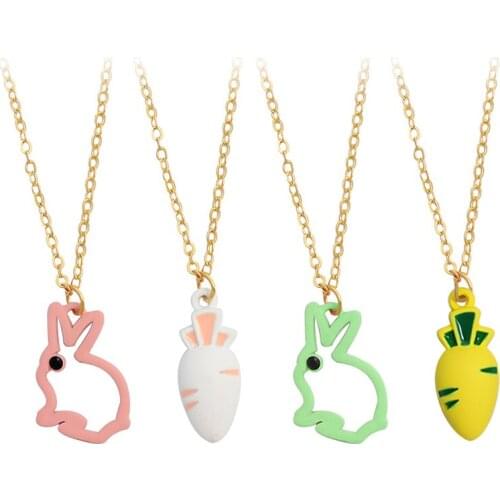 Rabbit and carrot Pendant Necklace good friend lovers Jewelry gift Animal and vegetable fun Necklace