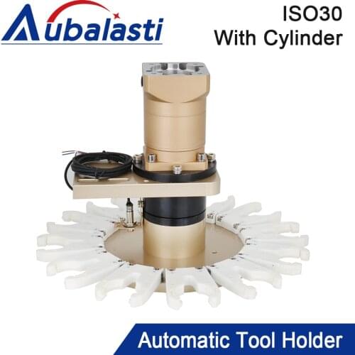 Engraving Machine Tool ISO30 BT30 Automatic Tool Change Rotary With Cylinder CNC Router Spindle Tool Holder 8-20 Stations