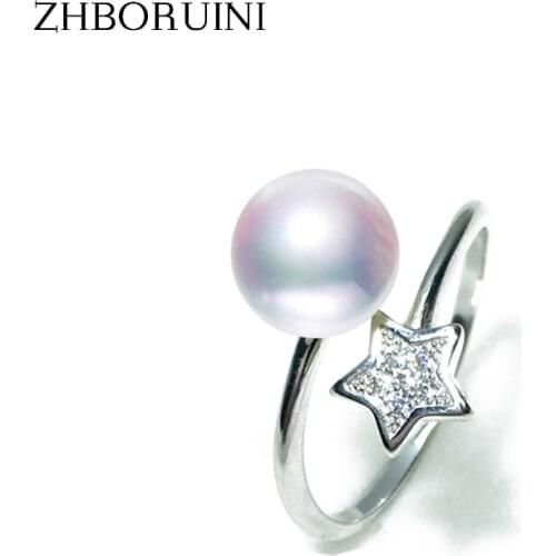 ZHBORUINI 2019 Fashion Pearl Ring 925 Sterling Silver Jewelry For Women Star Rings Natural Freshwater Pearl Jewelry Gift