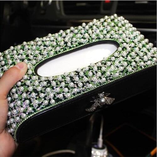 Creative little bee high-end car armrest box seat diamond pearl car interior decoration Car tissue box