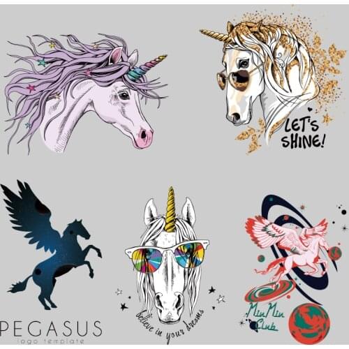 Cute And Cool Unicorn Pattern Heat Transfer for Clothing Printed Heat Vinyl Ironing Stickers Decor Heat Transfer