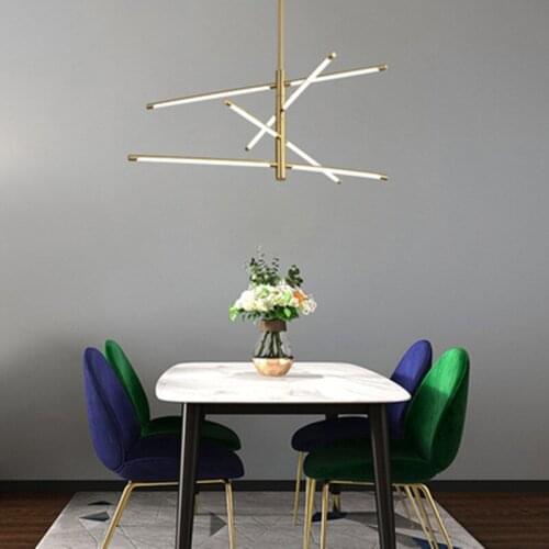 Nordic Minimalist Restaurant Pendant Light Post Modern Creative Strip Art Dining Room Bedroom Room Led Hanging Light Fixtures