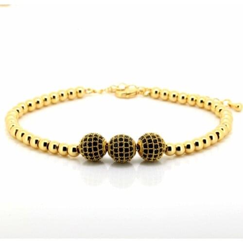 Anil Arjandas Men Bracelets 4mm Copper Beads & 8mm Micro Pave Black CZ Beaded Bracelets Men Women Pulseira Feminina