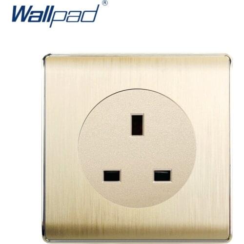 Wallpad 2020 3 Pin 13A Socket Wall Power Socket Electric Outlet Gold PC Brushed Panel For Home