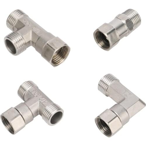 Stainless Steel G1/2 Union Hexagon Tee Elbow Straight Connector 1/2" Male /Female Thread Plumbing Water Gas Oil Pipe Fittings