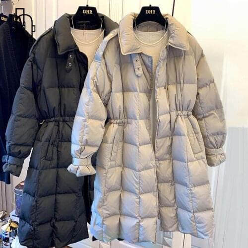 2021 New Winter Jacket Casual Female Solid Stand Collar Loose Thick Warm Long Down Parkas Fashion Women Warm Snow Outwear Coats