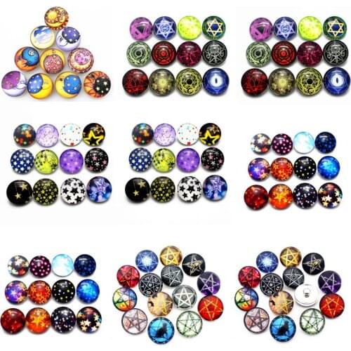Wholesale 10pcs/lot Glass star moon Snaps Buttons 18mm Snaps Charms Fit Ginger Snaps Bracelets&Bangles Jewelry