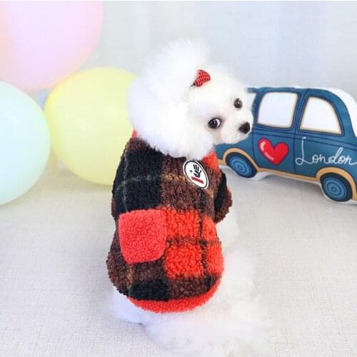 Wholesale Autumn Winter Dog Clothes For Small Dogs Boy Girl Teddy Fleece Keep Warm Plaid Coat Costume Puppy Outfit Pet Clothing