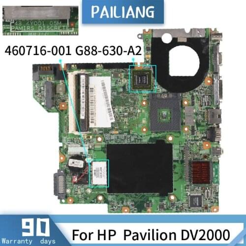 PAILIANG Laptop motherboard For HP Pavilion DV2000 Mainboard 06228-5 GM965 G88-630-A2 DDR2 tesed