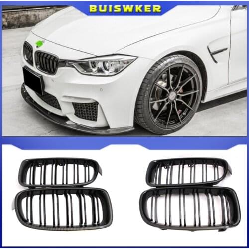 Car Front Grille Racing Front Sport Grill Gloss Black Double Slat Kidney Grille For BMW 3-Series F30 F35 2013-2019
