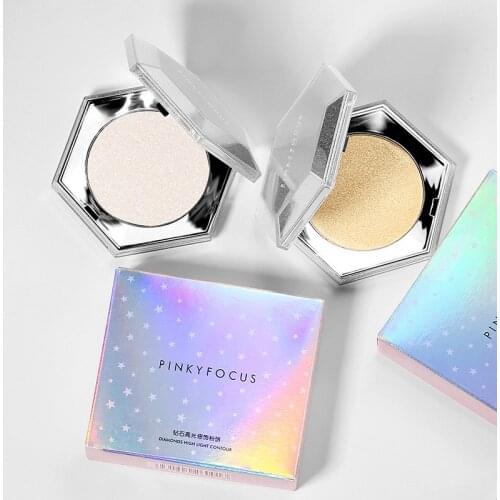 Pinkyfocus Diamond Shine Highlighted Powder Cake Bright Skin Invisible Pores Retouch contoured powder cake