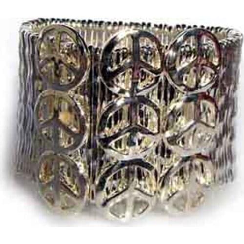 Gun-black color Multy metal vertical peace sign bars elastic fashion bracelet jewelry for women wholesale watch bracelet jewelry