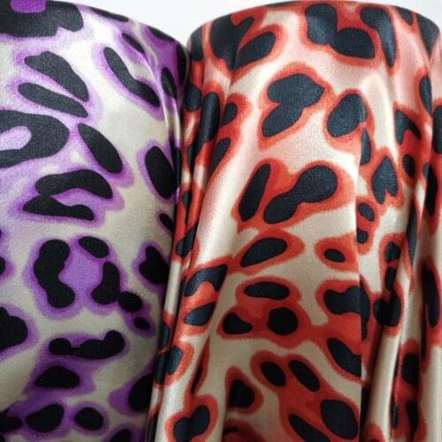 Polyester Leopard Satin Non Elastic Printed Lining Stage Clothing Pattern Fashion Dress