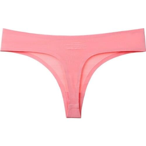 6Pcs G-strings Double Ice Silk Girls Thongs Sexy Lace Multi-color Optional Low-waist Hollow Female Comfortable Breathable T-back