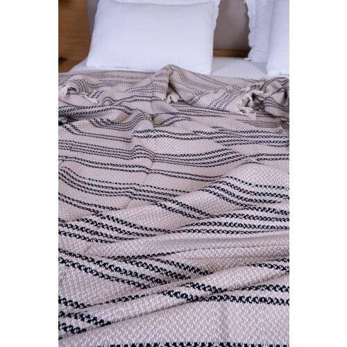 Brown Color Turkish %100 Cotton Blanket, Throw Double Side Four Season Desing