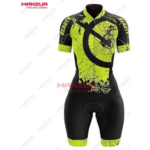 MANZUR CYCLING DESIGN Macaquinho Ciclismo Femenino Cycling Jersey Skirt Monkey Cycling Sweatshirt Womens Summer Suit 20D Gel