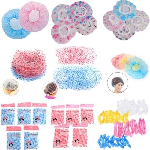 Waterproof PE Disposable Shower Caps Barbershop Hotel Beauty Salon Hair Dressing Elastic Bathing Cap Spa Hair Salon Protect Tool