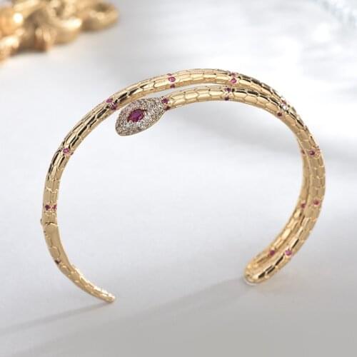 High Quality Vintage Egyptian Bracelet Micro Mosaic Zircon Gold Snake Bracelet Best Gift For Women Banquet Party