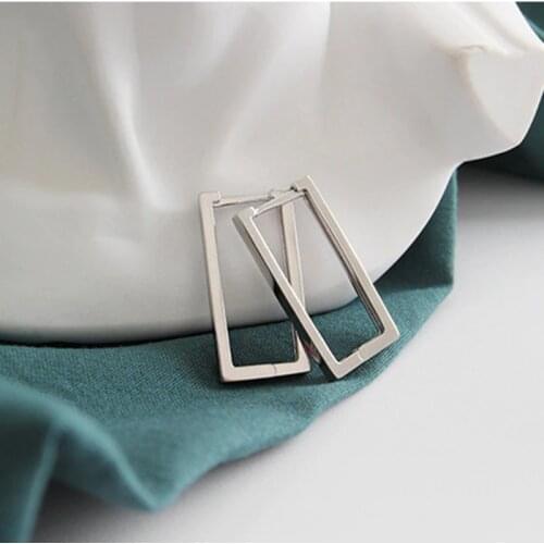 Fashion Jewelry Ins Simple Geometric Square Stud Earrings For Women 2019 100% 925 Sterling Silver Rectangle Earrings Brinco
