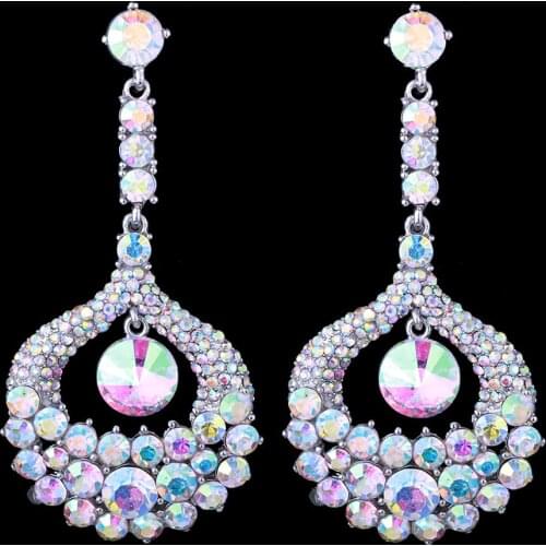 FARLENA Jewelry Multi Color Crystal Wedding Drop Earrings Long Chandelier Earrings for Women Brides Bridesmaid