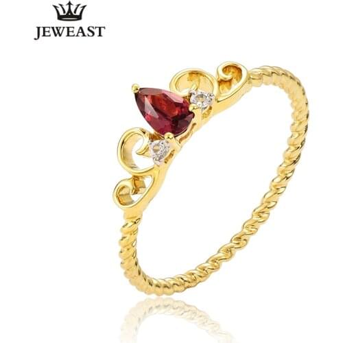 ENZO Natural Garnet 18K Pure Gold 2020 New Hot Selling Top Ring Women Heart Shape Ring For Ladies Woman Genuine Jewelry