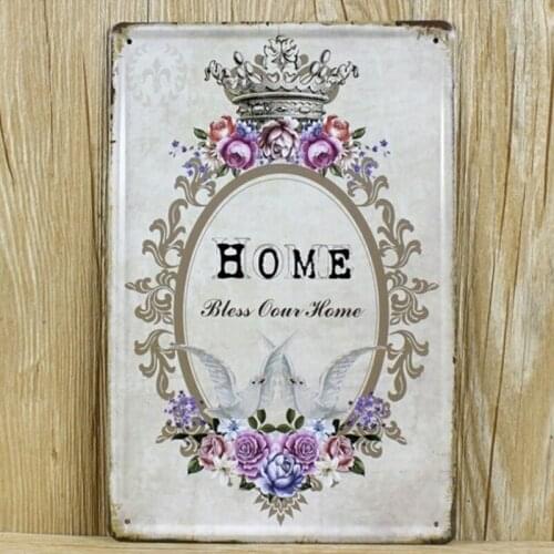 "Bless Come Home" Vintage Metal Tin Signs Retro Tin Plate Sign Wall Decoration for Cafe Bar Shop and Restaurant Metal Painting