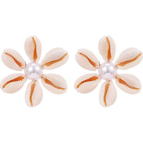 ZHINI 2020 Punk Gold Sea Shell Drop Earring For Women Summer Beach Earring Freshwater Pearl Earrings Trendy Jewelry 2020 brincos