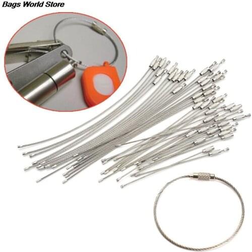 1.5/2mm 10Pcs Wire Rope Key Chain Stainless Steel Wire Keychain Carabiner Cable Key Ring Outdoor Hiking
