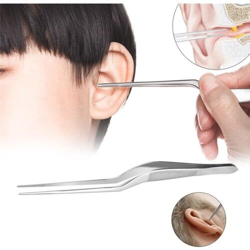 1pc Stainless Steel Curved Eyelashes Nail Clip Ear Cleaning Wax Removal Nose Clip Oral Cleaner multi-function Care Ear Tools