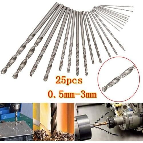 10pcs/25pcs Set 0.5mm-3.3mm Round Shank Twist Drill Shanks Bit Kit Woodworking Tool Parts Accessories