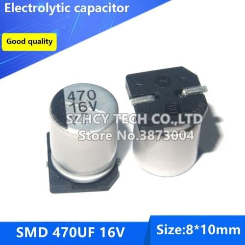 100pcs SMD 470UF 16V 8*10 Electrolytic capacitor