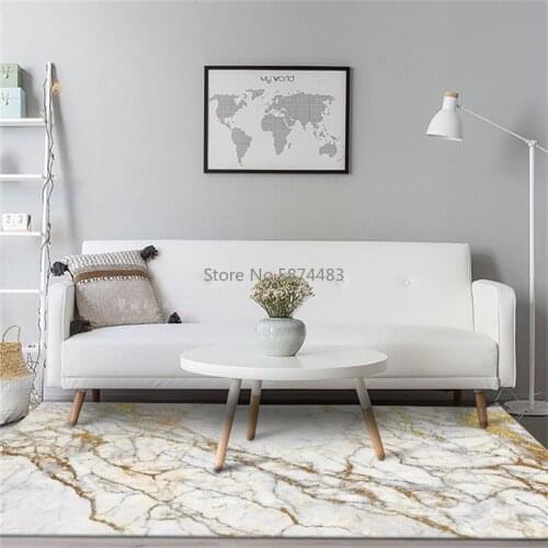 200*300cm Fashion Imitation White Gold Marble Bedroom Living Room Kitchen Floor Mat Carpet Customization