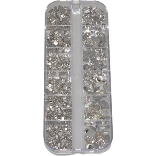 2000pcs/Box Mix Size Nail Art Rhinestones Set Colorful Crystal Stones Non Hotfix Rhinestones For 3D Manicure Decoration