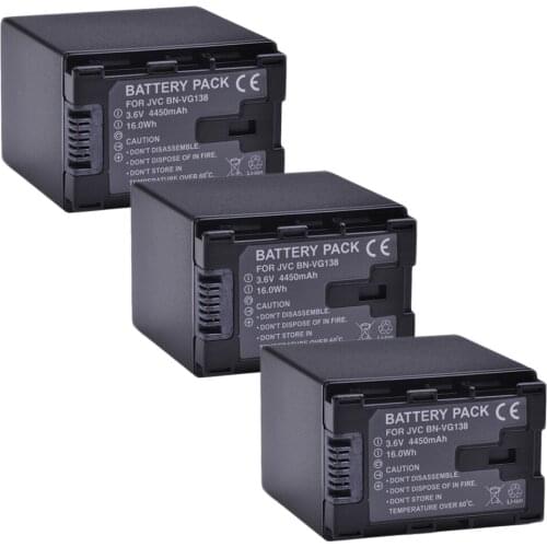 Batmax 3Pc 4450mAh BN-VG138 BN VG138 BNVG138 Battery for JVC GZ E10 E100 E245 E265 E565 E575 GX1 G3X G5 GX8 EX210