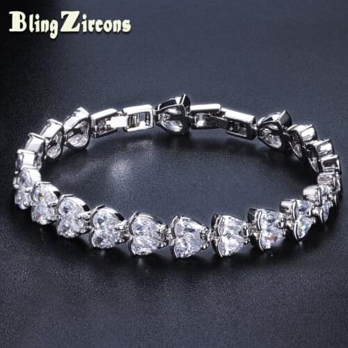 BeaQueen Famous Brand AAA Clear Cubic Zircon Bridal Bracelet Silver Color Teardrop Jewelry Wedding Party Gift for Women B155