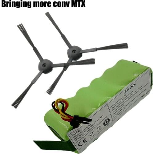 A pair side brush+Battery for Kitfort KT504 Haier T321 T320 T325/Panda X500 X580/Ecovacs Mirror CR120/Dibea X600 Robotic Vacuum