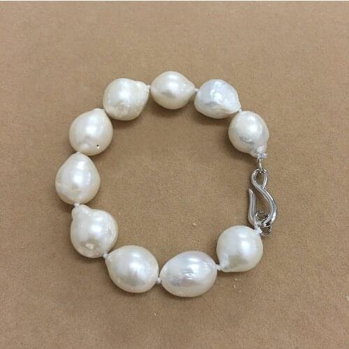 100% nature freshwater pearl bracelet with big baroque shape-diameter 11-14 mm and length 16-20 mm