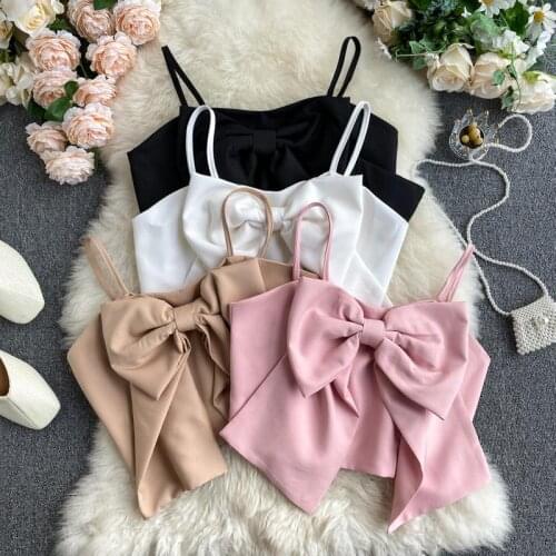 Big Bow Bustier Chiffon Sweet Summer Bralette Strap Lingerie Underswear Ins Trendy Camisole Female Sexy Backless Tank Tops Girls