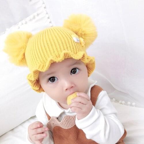 Baby Beanies Pompon Winter Children Knitted Hat Cute Cap For Girls Boys Casual Solid Color Girls 121