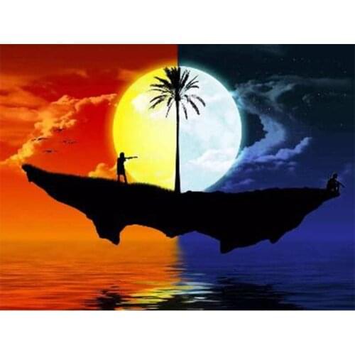 DIY 5D Diamond Painting Love Sunset Full Square and Round Rhinestone Kit Mosaic Cross Stitch Home Decoration Artwork