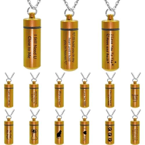 Engraved Cremation Jewelry Urn for Ashes Necklace Keepsake Urn Necklace with Stainless Steel Chain
