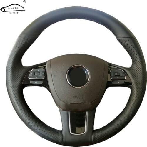 Genuine Leather car steering wheel Cover for Touareg 2011-2017/dedicated Steering-Wheel Handlebar Braid