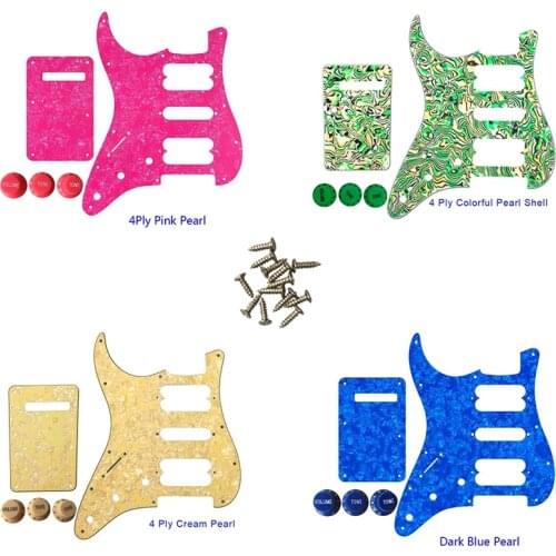 Quality Guitar Pickguard -For US Left Handed 11 Screw Holes Start Player Humbucker HSH Scratch Plate & Back Plate & Control Knob