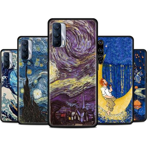 Paintings Starry Night Van Gogh Phone Case For Realme C21 C11 C15 C3 C5 C6 C7 X7 X50 XT Q2 Pro Soft Silicone Cover Capa Shell