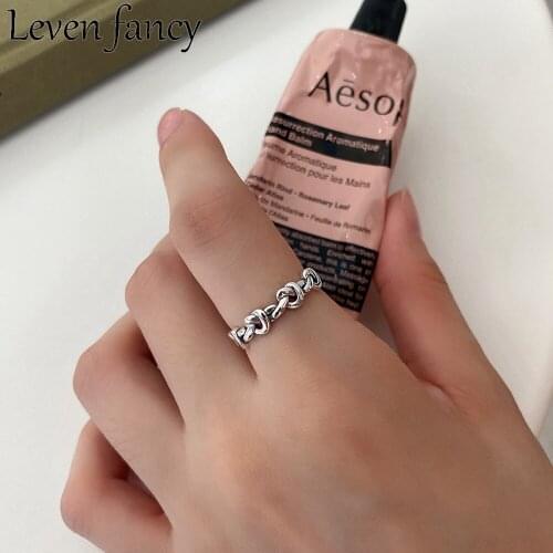 925 Sterling Silver Ring Intertwined Knotted Ring For Women Elegant Vintage Silver Ring Adjustable Fine Jewelry 925 Korean Retro