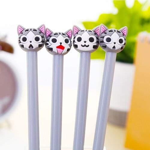 Korean Funny Cute Kawai Gel Pen Black Cat Blue Ink Kawaii Stationery Office Accessory Stationary Back to School Supply Thing Kit
